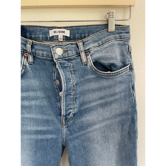 Re/Done Originals 70s Stovepipe Jeans 26 Rodeo Indigo with Distressing Size 29 - Picture 2 of 6